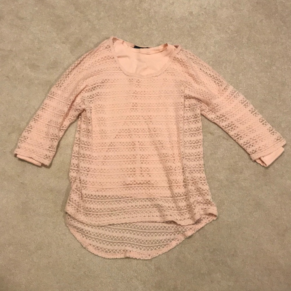 2-in-1 Pink Lace-like Sweater